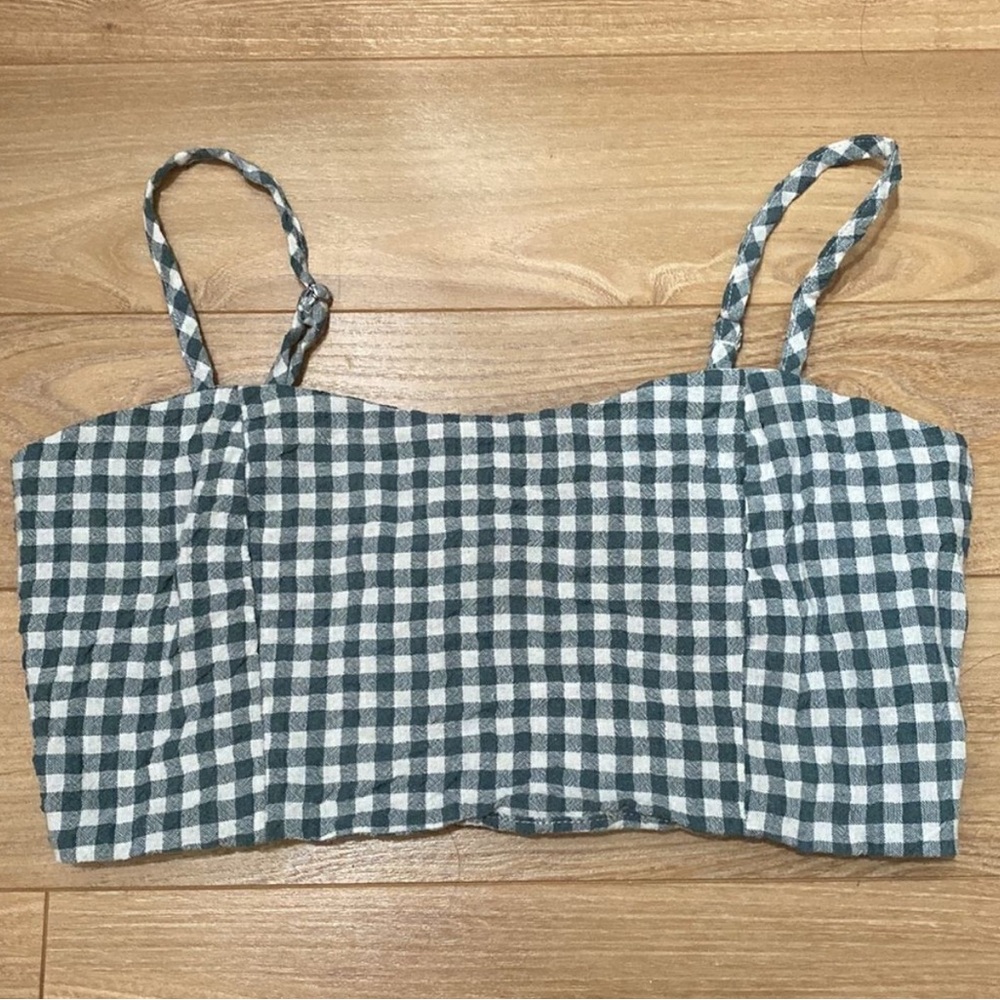 Brandy Melville Green Gingham Crop Top